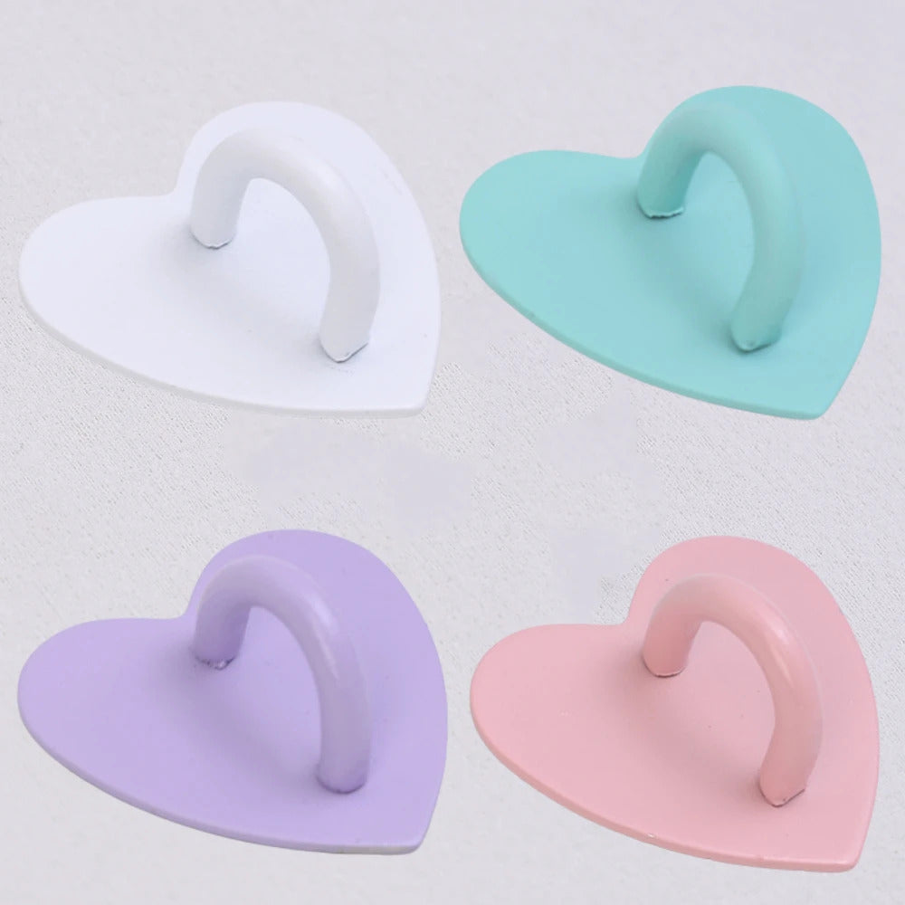 Kawaii Adhesive Metal Heart Phone Charm Holder Mobile Phone Case Finger Ring Stand Hook Buckle Clasp Bear Keychain Pearl pendant