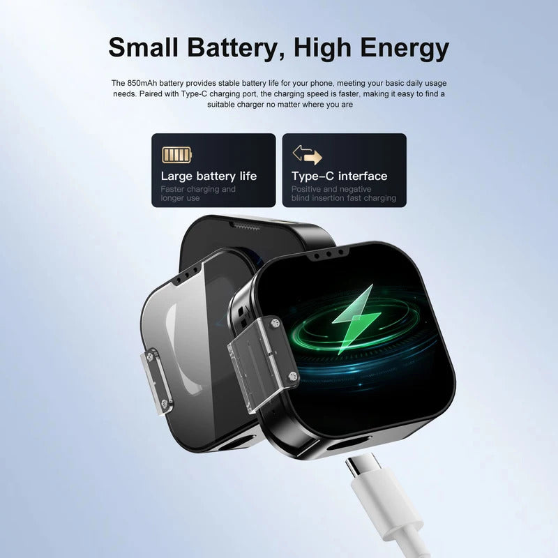 SERVO i19 Rotate Small Box Touch Mobile Phone 2SIM Standby Magic Voice Bluetooth Sync Music Torch Mini Rotation Cellphone Type-C