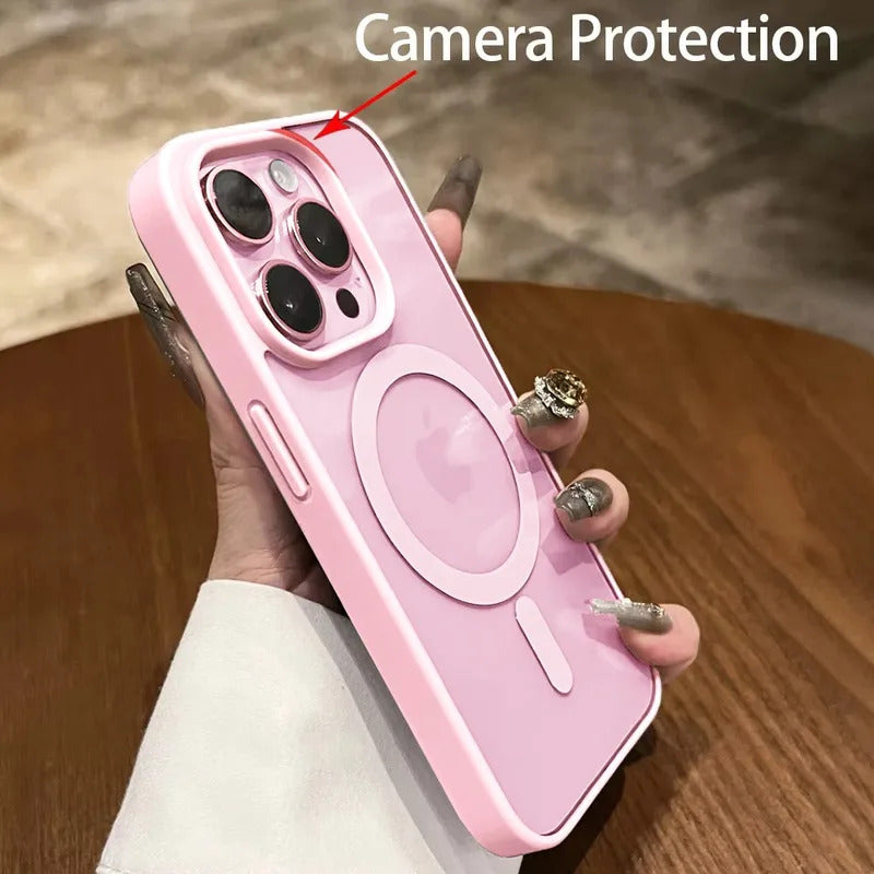 Acrylic Luxury Phone Case For iPhone 16 15 14 13 12 11 Pro Max Plus For Magsafe Transparent Magnetic Hard Cover funda