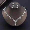 Gorgeous Crystal Bride Jewelry Sets for Women Luxury Flower Choker Necklace Earrings Wedding Dress Bridal Necklace Sets Fashion
