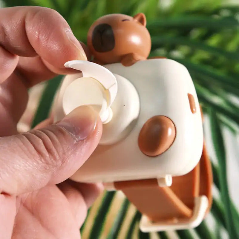 Mini Electric Fans Rechargeable Capybara Shaped Wrist Fan Kawaii Carpincho Foldable Design for Daily Use Outdoor Essentials