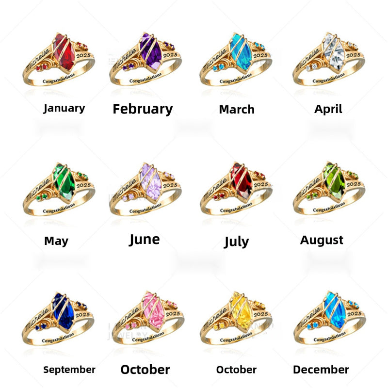 Memorial Ring Silver Copper Gold College Graduation Commemorative Women's Ring