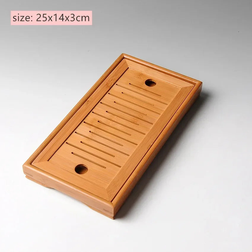 Large Capacity Water Storage Bamboo Tray Delicate Round Tea Board Chinese Tea Set Trays Decorative Traditional Tea Accessories
