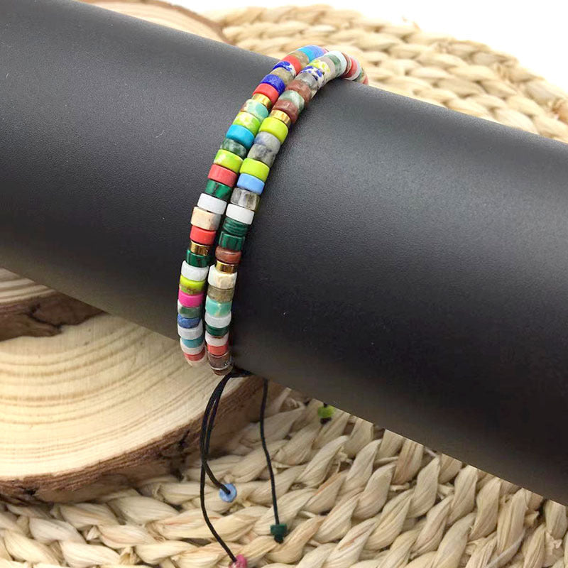 Adjustable Natural Stone Spacer Beads Woven Bracelet Size Fashion Women's Handstring Woven Handstring