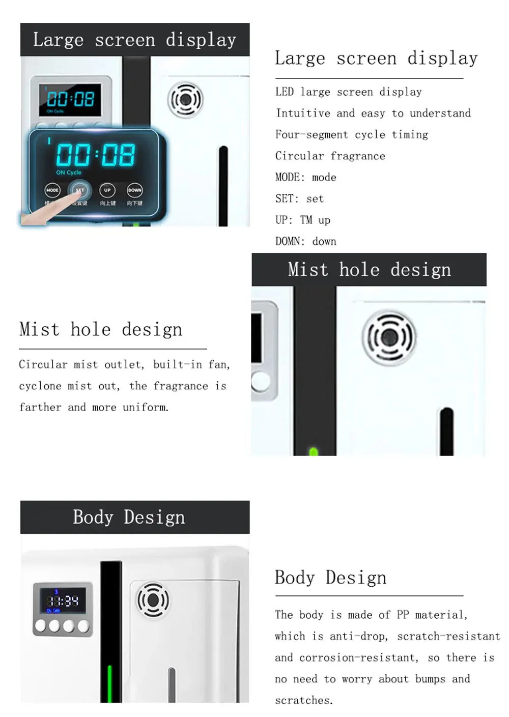 Coverage 300m³ Room Fragrance Diffuser Air Freshener Bluetooth Oil Diffuser For Essential Oil Electric Smell For Home Perfume