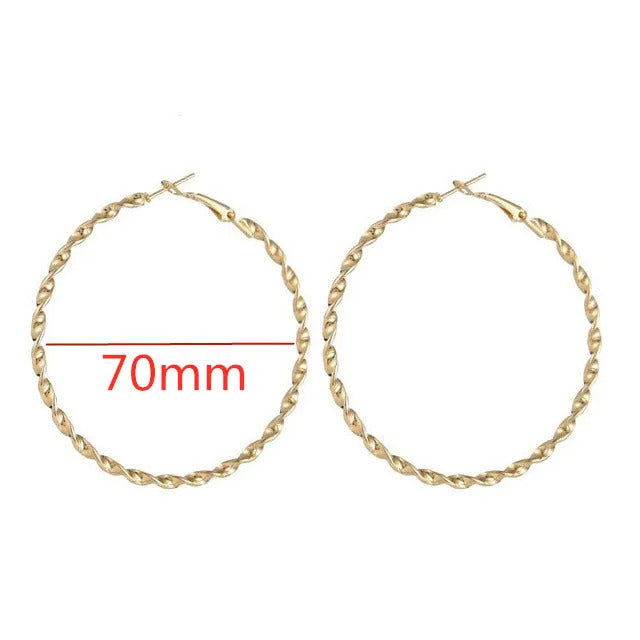 40mm 60mm 70mm 80mm Exaggerate Big Smooth Circle Hoop Earrings Brincos Simple Party Round Loop Bijoux for Women Jewelry