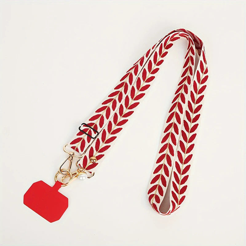 Universal Adjustable Mobile Phone Lanyard for Women Crossbody Single Shoulder Neck Strap Pearl Pendant Hanging Anti Loss Rope