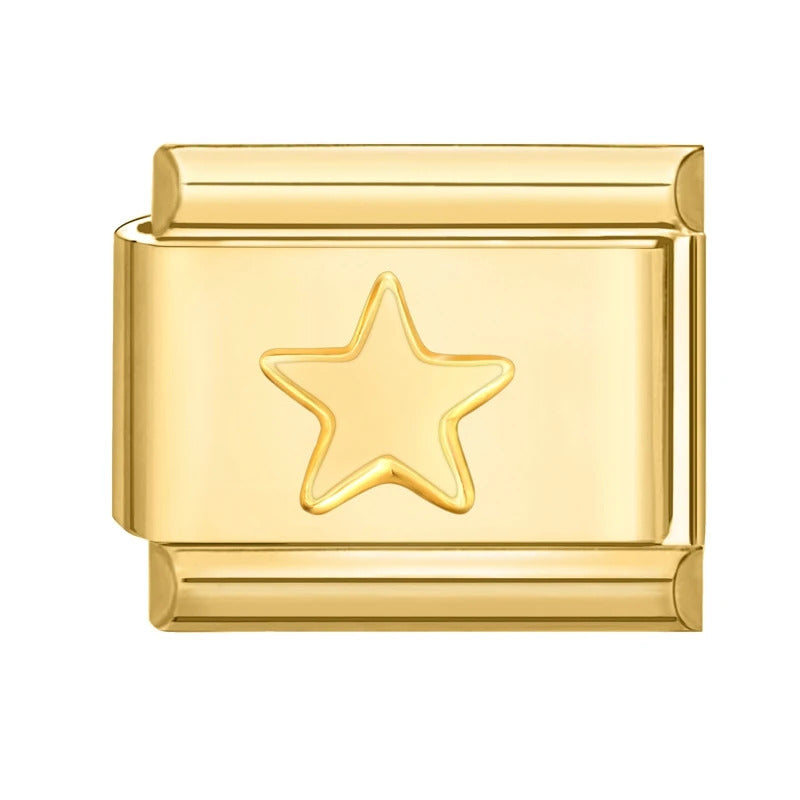 Fashion Pet Heart Flowers Sun Moon Zircon Gold Color Italian Charm Links Stainless Steel Fit 9mm Bracelet Jewelry DIY Making