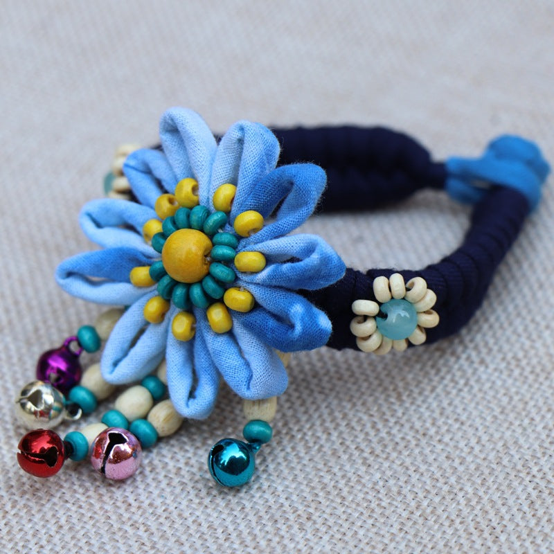 Blue Tie Dye Cloth Bracelet Dali Lijiang Hot Sale Hand-stitched Flower Fabric Bracelet Bracelet