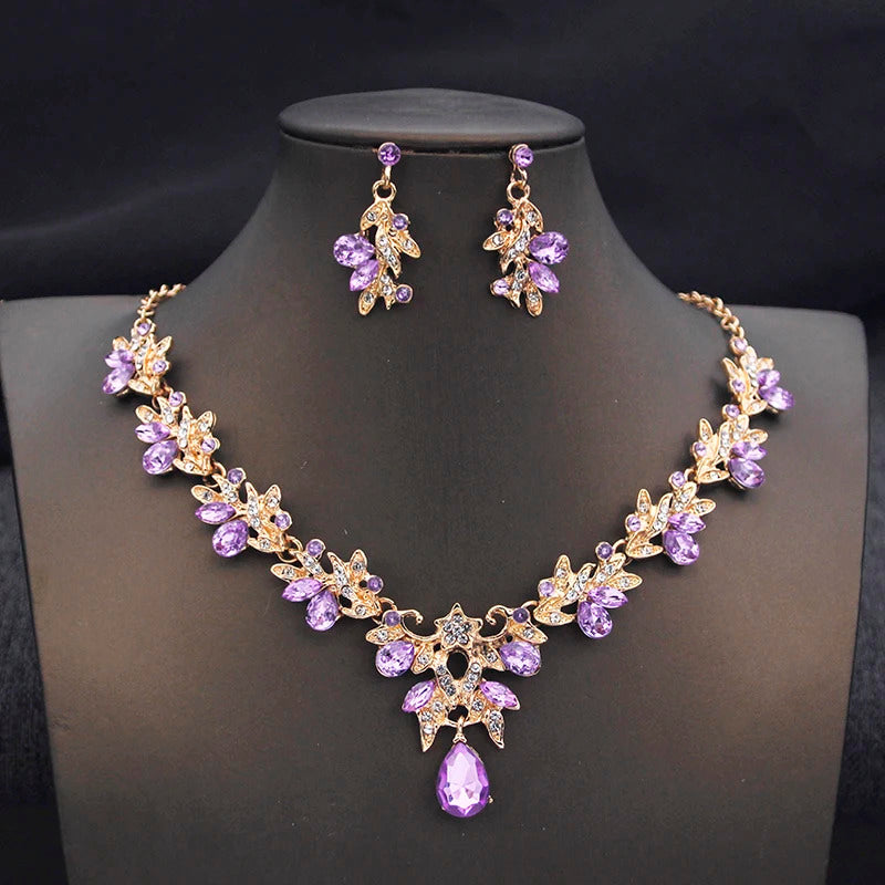 Elegant Butterfly Opal Green Bridal Jewelry Sets for Women Earring Necklace Set Wedding Dress Jewelry Sets 3 Pcs Gifts