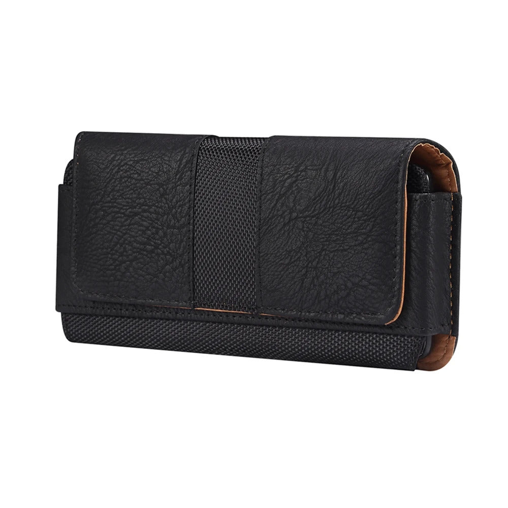 Universal Leather Mobile Phone Waist Bag For iPhone 15 14 13 12 Pro Max Samsung Huawei Xiaomi Men Belt Clip Cover With Card Slot