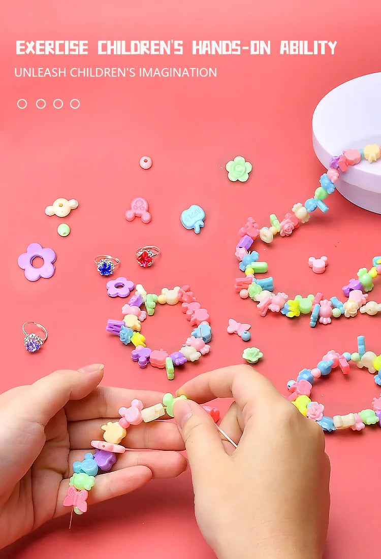 Kids DIY Jewelry Beaded Handbag Beads Toys Handmade Set Children's Playing House Puzzle Education Toy Girls Gifts Color Random