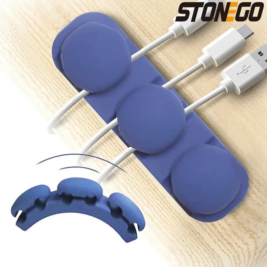 STONEGO Silicone USB Cable Organizer Cable Winder Desktop Tidy Management Clips Cable Holder for Mouse Headphone Wire Organizers