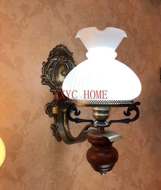 Wooden Italian Style American Country Light Luxury Bedroom Living Room Simple B & B Retro Characteristic Wall Lamp