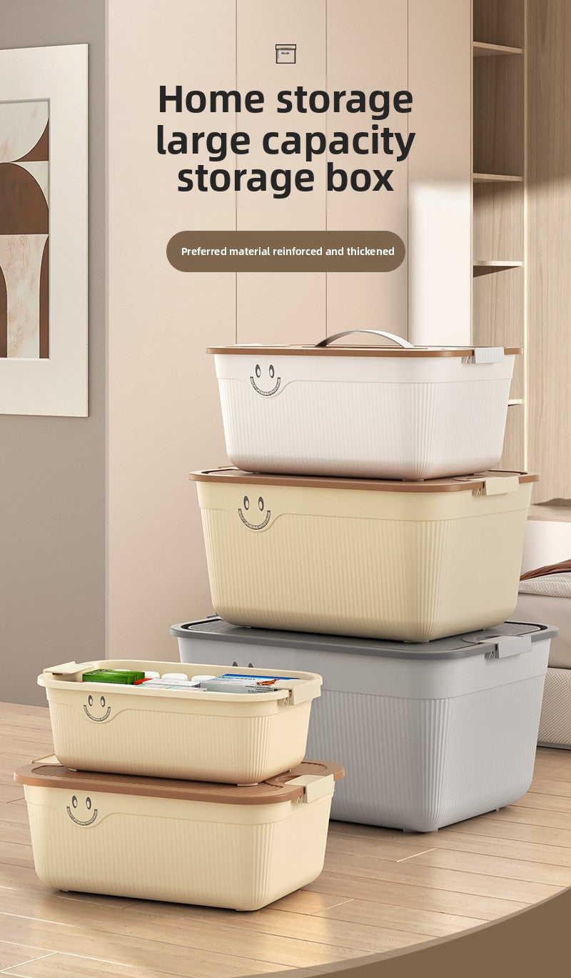 Desktop Storage Box Snacks Sundries Fruit Storage Basket Hand Carry with Cover Plastic Household Clothing Sorting Box for Collection