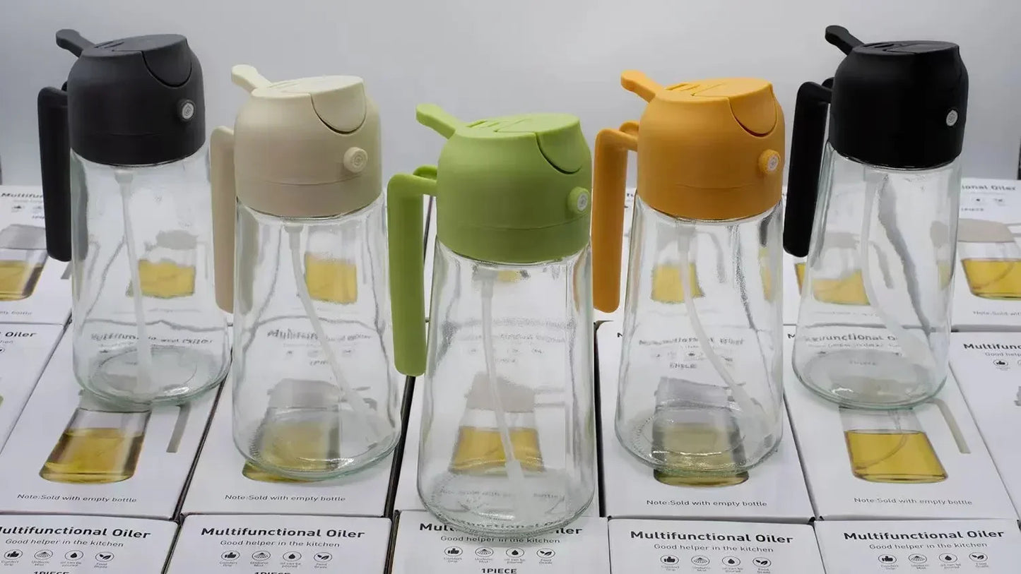 2-in-1 Dark Glass Oil Sprayer Olive Oil Dispenser Black Lightproof Oil Sprayer for Cooking Salads and Barbecues Barbecue Tools