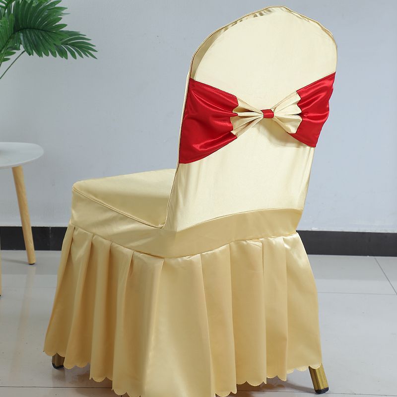 Hotel Restaurant Banquet Chair Cover Dining Chair Seat Stool Bench Wooden Chair Universal Chair Cover with Bowknot