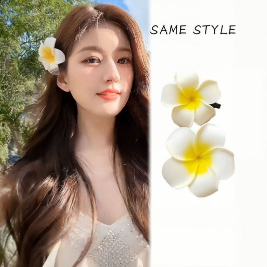Dai People Dress up Seaside Vacation Plumeria Rubra Barrettes Travel Headdress for Taking Photos Flower Side Clip Small Size Fairy Hairpin