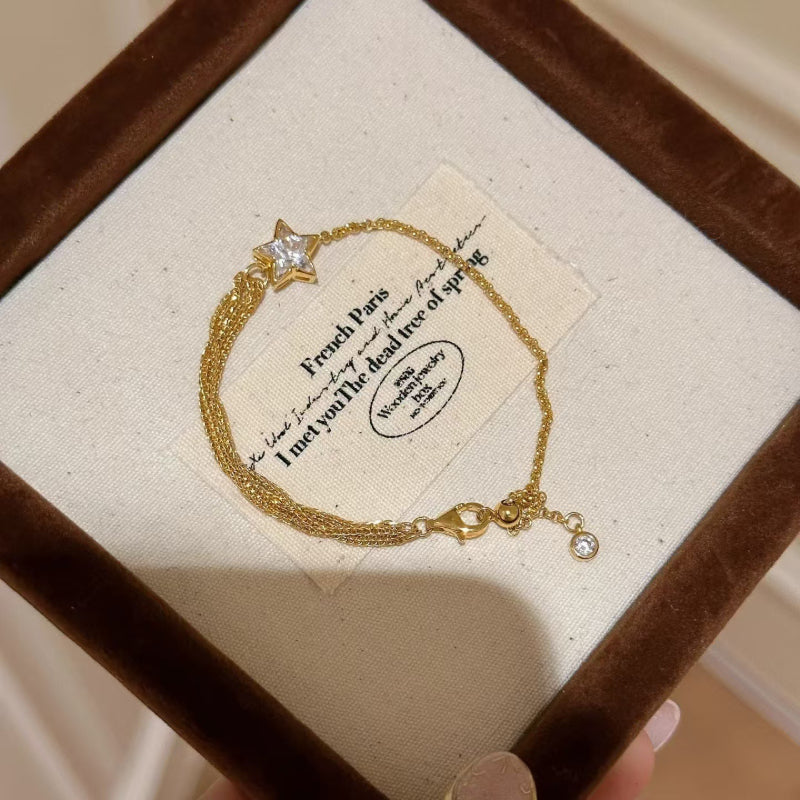 Love Fringed Zircon Bracelet for Women 2025 New Light Luxury Minority High-End Fashion All-Match Temperament Bracelet Necklace