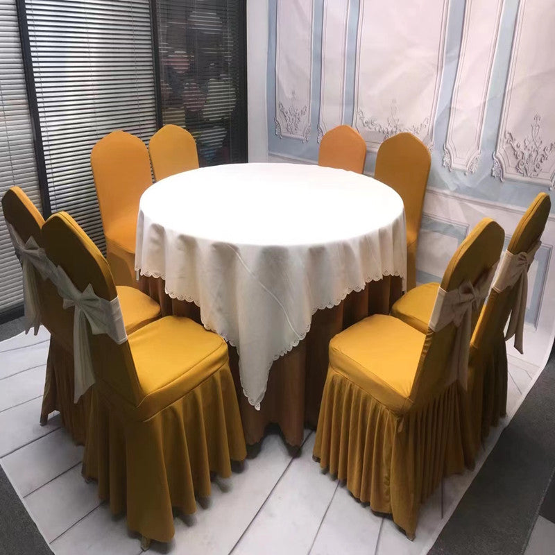 V45O Banquet Elastic Chair Cover No Tie Bowknot Chair Back Flower Decoration Wedding Hotel VIP Stool Strap