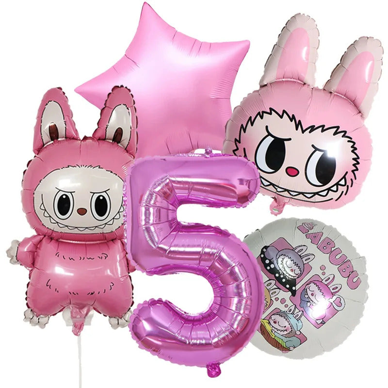 Cartoon Labubu Monster Balloons Set Pop Marts Number 1-10 Birthday Aluminum Film Balloon Kids Party Decoration Room Decor Gift