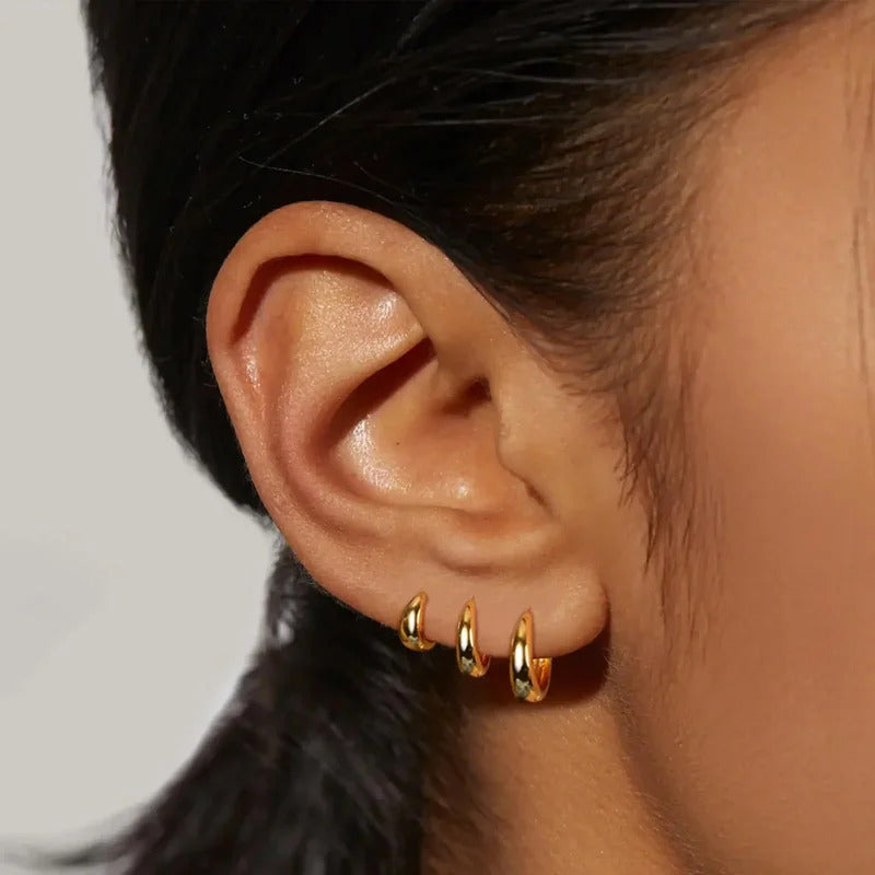 3 Pair Stainless Steel Minimalist Huggie Hoop Earrings For Women Gold Color Tiny Round Circle Earring Unisex Punk Rock Jewelry