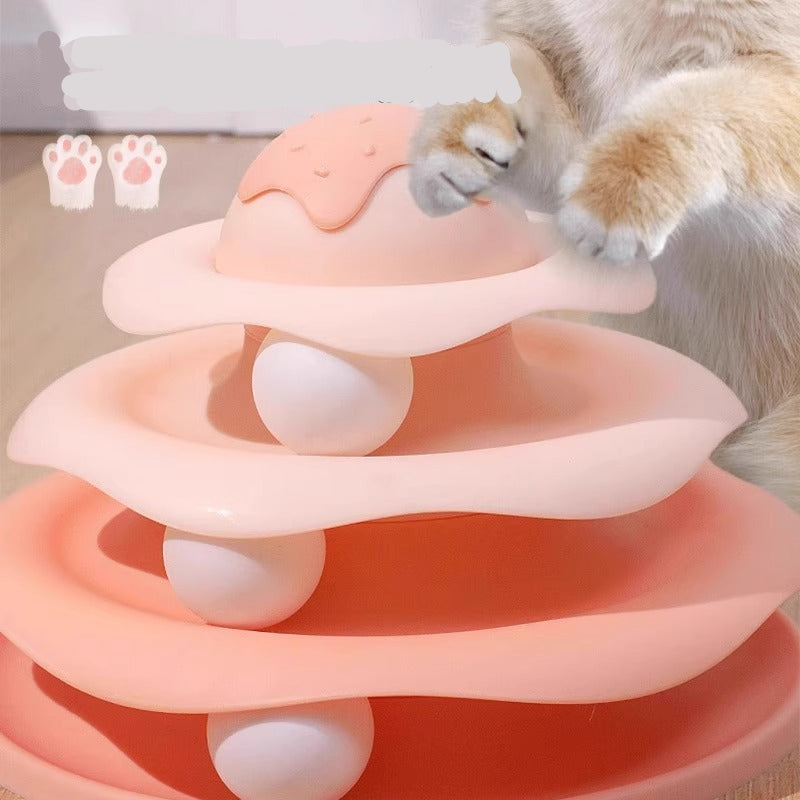 Cat Toy Teaser Wand Cat Turntable Self-Entertainment Ball Kitten Three-Layer Track Disc Kitten Pet Intelligence Artifact
