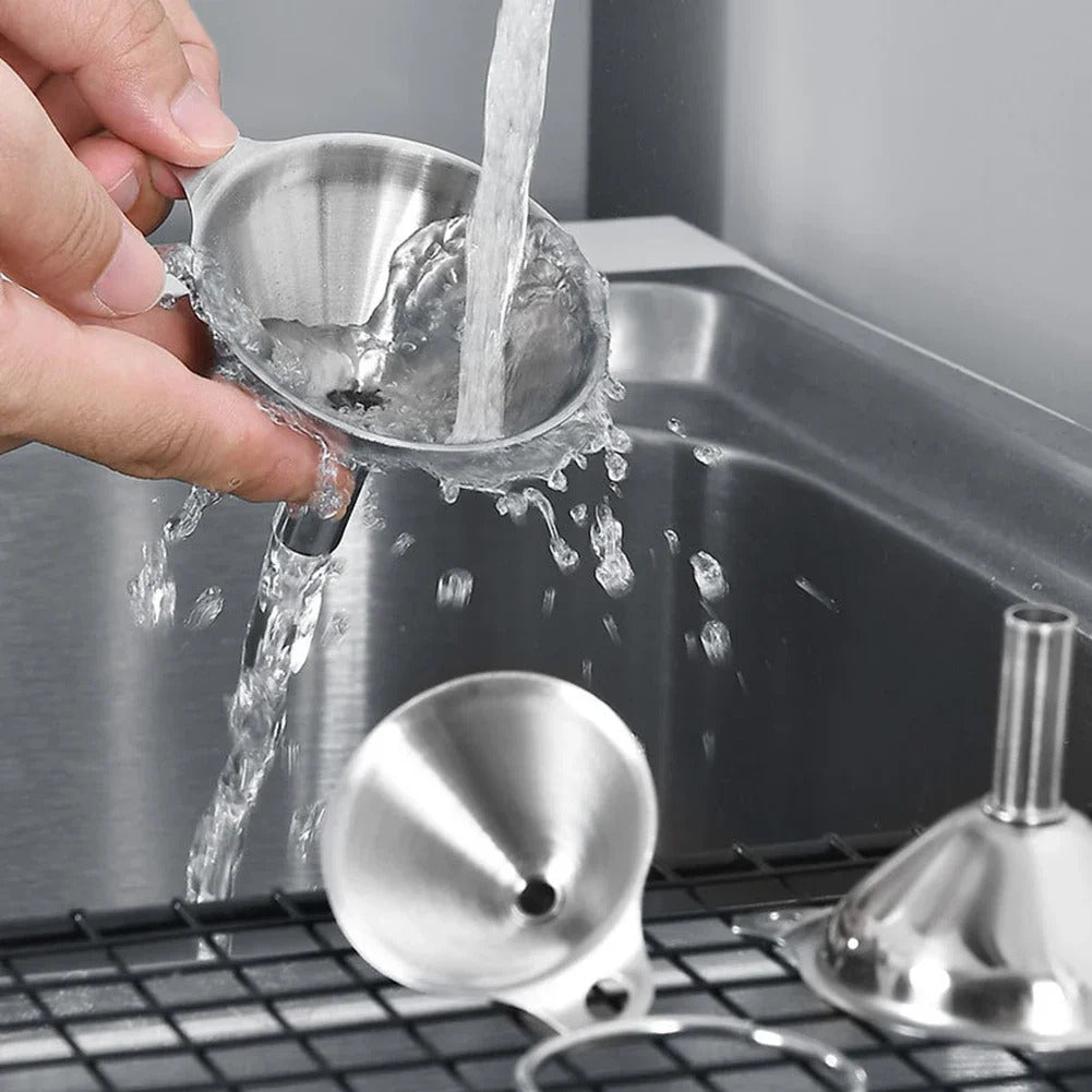 3 Piece Stainless Steel Funnels Set Multipurpose Kitchen Funnel Set for Transferring Liquid Dry Ingredients Powder