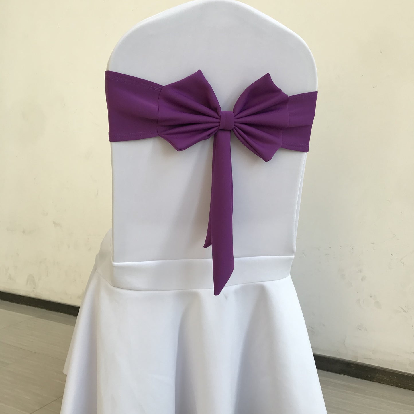 V45O Banquet Elastic Chair Cover No Tie Bowknot Chair Back Flower Decoration Wedding Hotel VIP Stool Strap