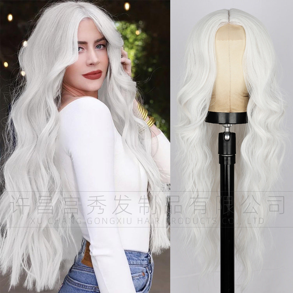 Lace Front Wig for Women, Middle Part, Small Lace, Highlighted Long Curly Synthetic Wig, Export Wigs