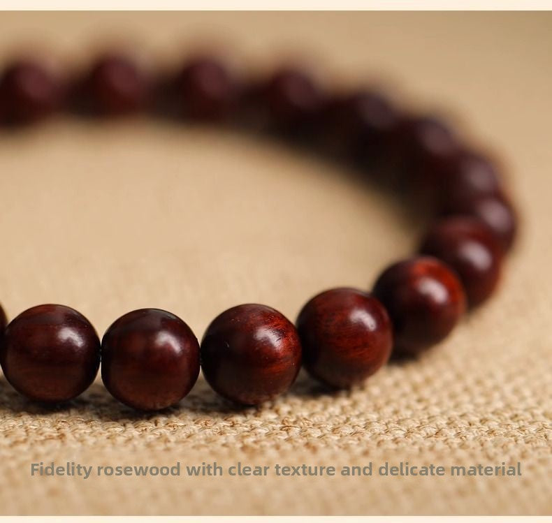Natural Small Leaf Red Sandalwood Bracelet for Men and Women Couples Black Ebony Wooden Buddhist Beads Golden Silk Sandalwood Bracelet Hetian Jade Top Beads