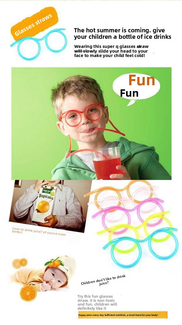 Glasses Straw Funny Lazy People Drinking Water Creative Cool Cute Drink Super Long Glasses Eye Straw