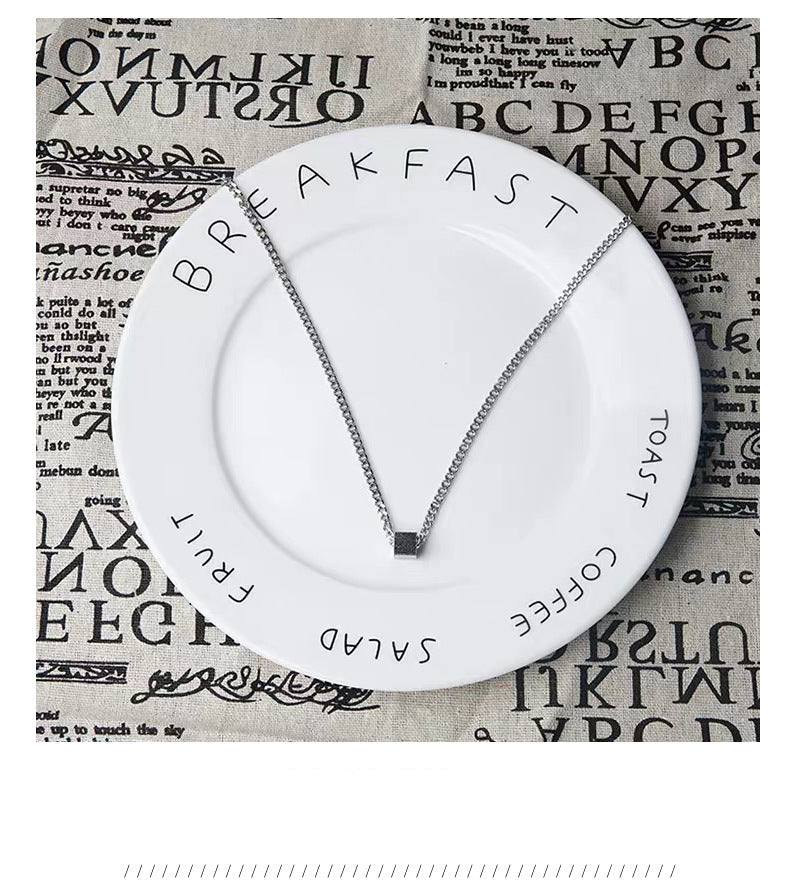 Geometric Square Wang Yibo Necklace Men's Trendy Hip Hop Style Simple All-Matching Hoodie Clavicle Chain Niche Design Men's