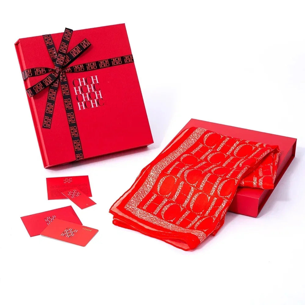 A Fashionable Style Silk Material 180-70cm Women's Silk Scarf Men's Decorative Sunshade Warm Lightweight Gift Box Packaging