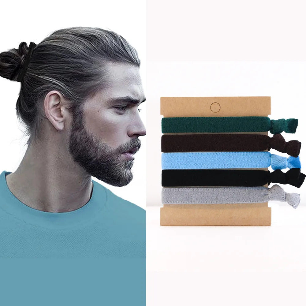 5pcs/set Men's High Elastic Hair Ties Ponytail Holder Scrunchies Hair Rope Hair Accessories For Men Women Long Curly Thick Hair