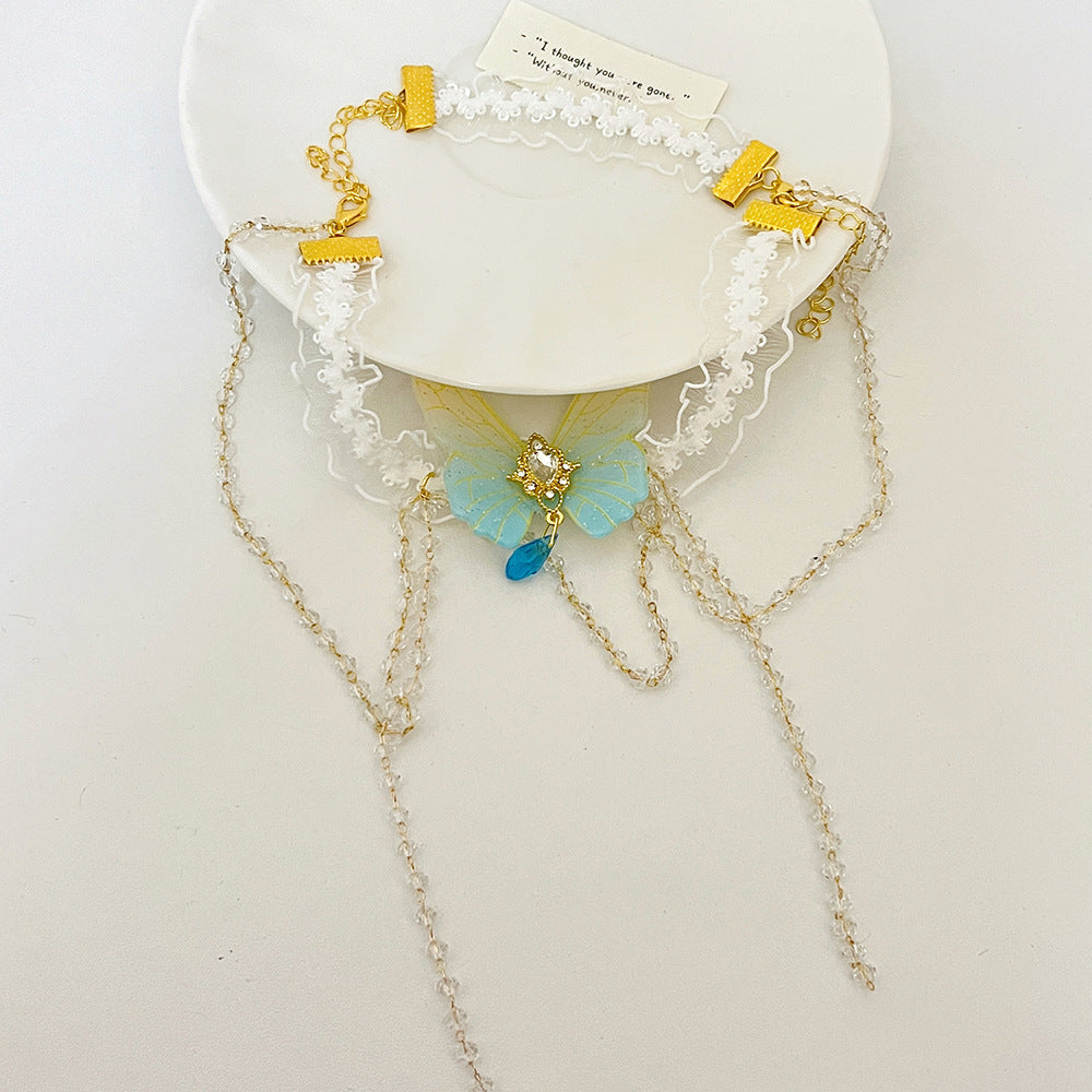 Pure Desire Lace Butterfly Tassel Arm Ring Niche Design Ins Style Leg Chain Bracelet Exquisite Body Chain New Hand Jewelry