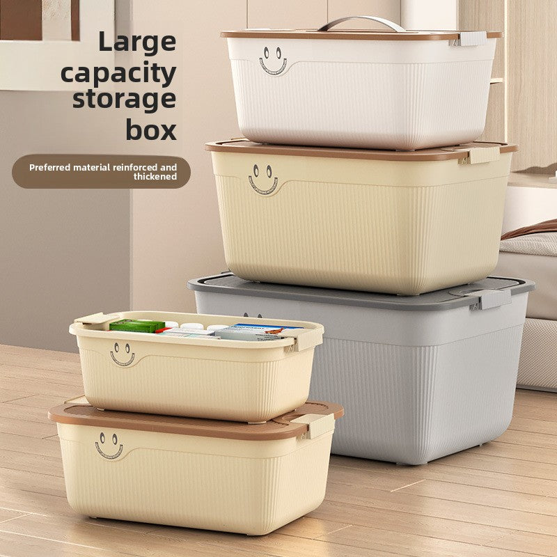 Desktop Storage Box Snacks Sundries Fruit Storage Basket Hand Carry with Cover Plastic Household Clothing Sorting Box for Collection
