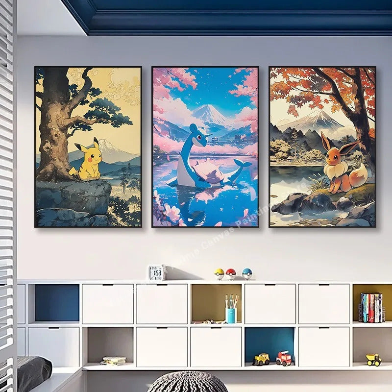 PokeMon Decorations PokeMon PokeMon Pikachu Hanging Paintings Children's Room Cartoon Anime Mural