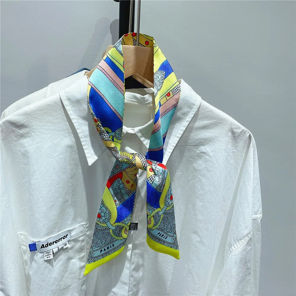 Fashion New Women's Twill Decorative Ribbon Small Scarf Binding Bag Handle Ribbon Hair Band Small Scarf Headband Scarf for Women