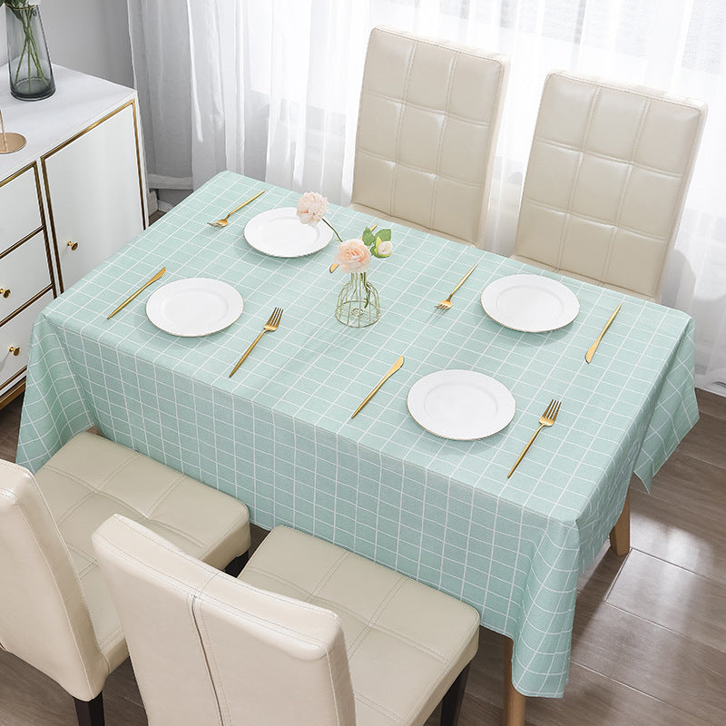 Nordic Style Warm High Temperature Resistant Tablecloth Ins Tablecloth Waterproof Oil-Proof Disposable High-Grade PVC Plaid Dining Table Cloth Liner
