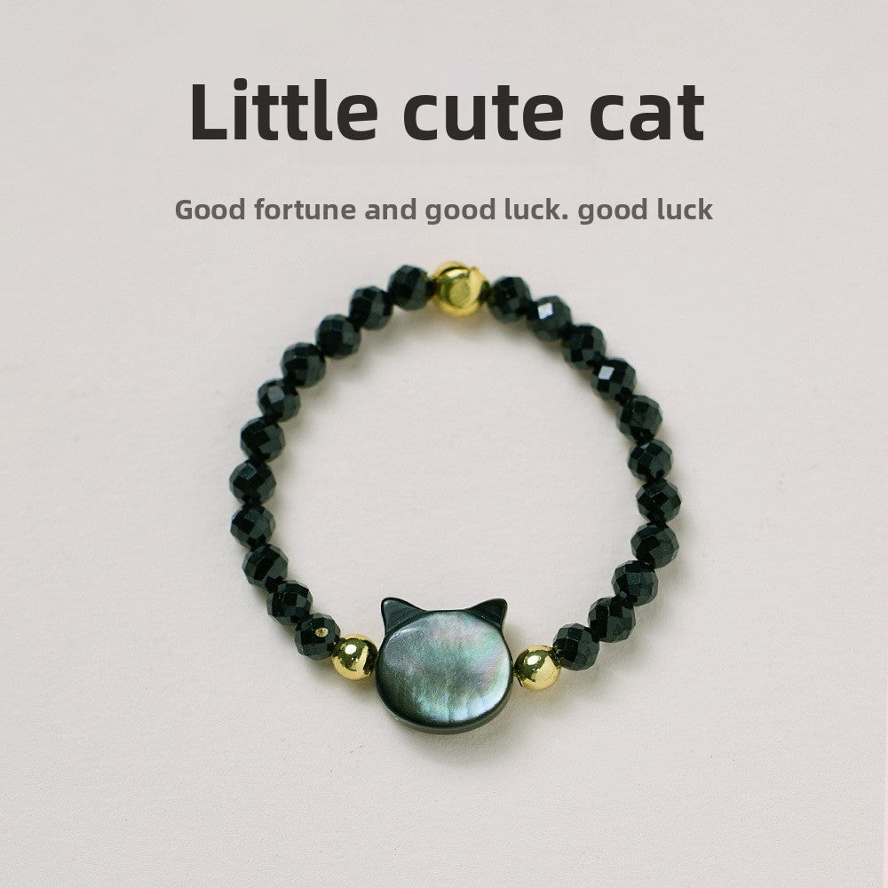 Natural Tourmaline Pixiu Ring Freshwater Pearl Garnet Crystal Stretch Good Luck Peach Blossom Rings