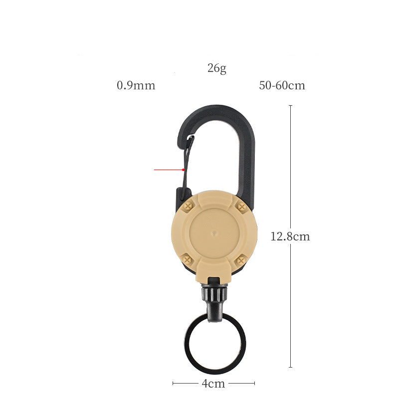 Outdoor Tactics Can Buckle Retractable Buckle Steel Wire Rope Multi-Functional Keychain Camping High Rebound Anti-Separation Rope Pull Peels