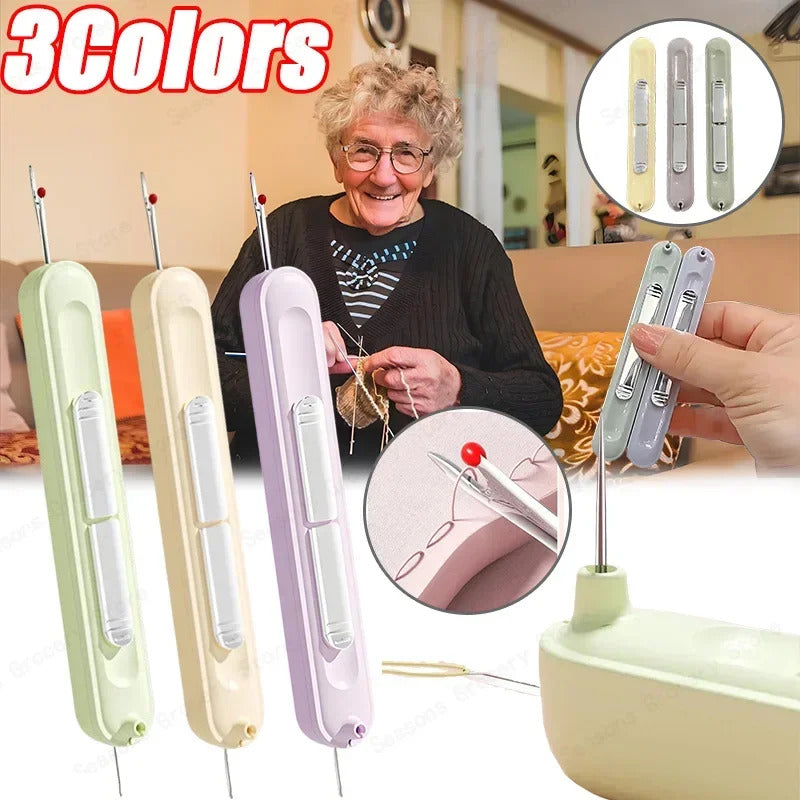 2 In 1 Needle Threader and Seam Ripper Tool Multifunctional Sewing Thread Remover Cross Stitch Crafting Accessories Easy Use