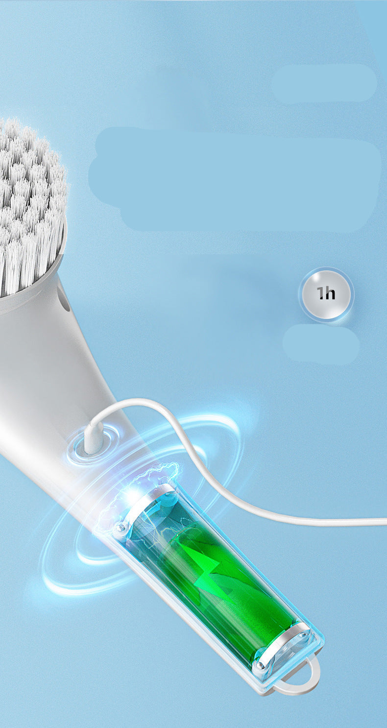 Cleaning Brush Export Electric Cleaning Brush Steel Wool Ball Five Brush Heads Long Handle Handheld Cleaning Kitchen Dishwashing Magic Tool