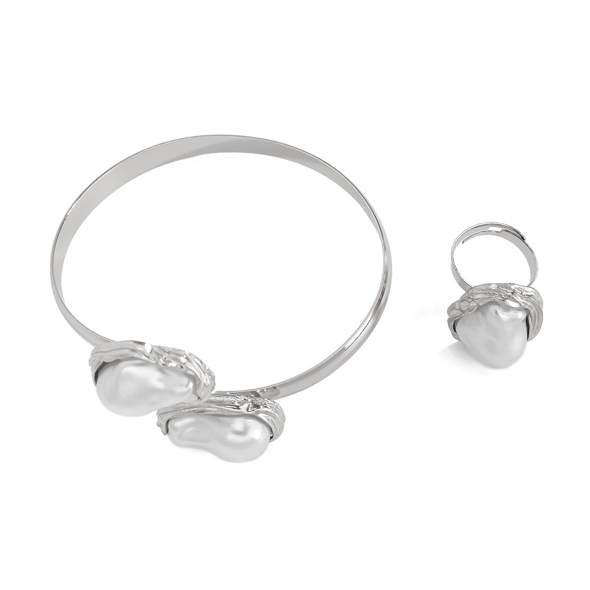 European and American Cross-Border Jewelry French Baroque Irregular Pearl Necklace Vintage Niche Alloy Clavicle Chain Set