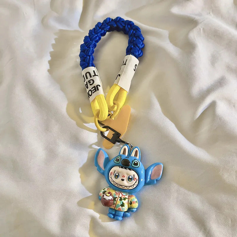 Cartoon Labubu Cartoon Cute Pendant Mobile Phone Lanyard Braided Keychain Backpack Decoration Wristband Decoration Toy Gift