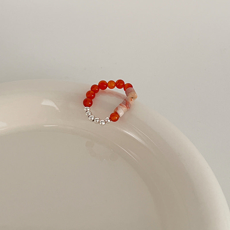 Color Crystal Beaded Ring Niche Design High-grade Finger Ring Light Luxury Elegant All-match Ring Accessories