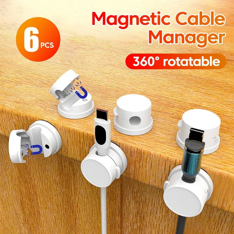360° Rotatable Magnetic Cable Organizer Desk Cable Clip Cable Holder Wire Keeper Cord Charging Cable Management for Home Office