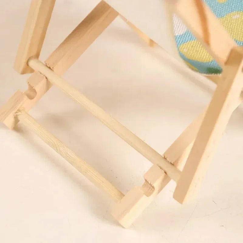 Hot Labubu Wooden Beach Chair Mini Doll Folding Chair Toy Phone Stand Desktop Cute Creative Decoration Photo Props Idol Gifts