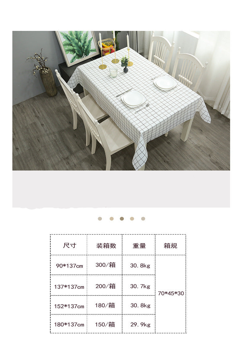 Nordic Style Warm High Temperature Resistant Tablecloth Ins Tablecloth Waterproof Oil-Proof Disposable High-Grade PVC Plaid Dining Table Cloth Liner